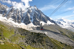 The Aiguille du Midi Cable Car departing from Plan de l'Aiguille (2,317m), France