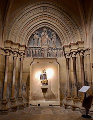 Eguisheim, old 12C portal with Schreinmadonna 14C in St Peter and Paul Church, Alsace, France - Photo of Pfaffenheim