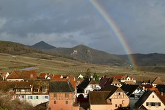 Rainbow over Vosges and Hunawihr, Alsace, France