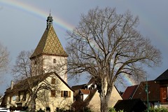 Rainbow over Bergheim, Alsace, France