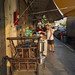 Small shops selling breakfast near Wat Pho in Bangkok, Thailand