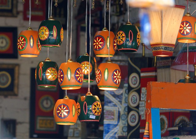 Hanging lamps at Dilli Haat