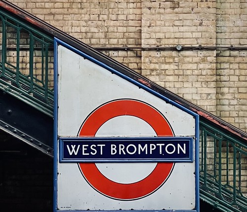 The West Brompton roundel in a trapezium.