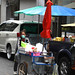 Open & Closed food stall umbrellas - Bangkok Thailand