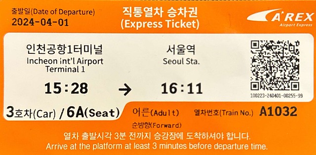 Bahnfahrausweis Südkorea