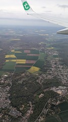 View of farms on approach to Paris-Orly Airport, France - Photo of Bouville
