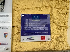 EU funding plaque at Latour de Carol-Entveitg terminus