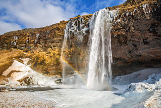 Majestätisk vattenfall regnbåge - Seljalandsfoss
