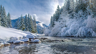 Panorama Collection #5 - Canazei: Avisio torrent after a snowfall