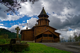 wooden orthodox church (Siberian style)  in France