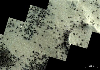 ‘Spiders’ on Mars as seen by ESA’s ExoMars Trace Gas Orbiter