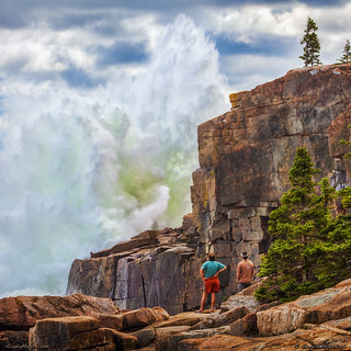 Acadia National Park at Otter Cliff with Huge Wave