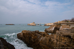 Biarritz : le rocher de la Vierge et la passerelle Eiffel