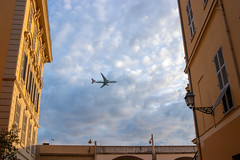 Aeroplane over Nice old town