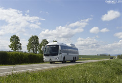 Irizar I4 GNV n°213 de la CTBR sur la ligne 257 du réseau Fluo Grand Est 67 en direction de Strasbourg, passant entre Blaesheim et Entzheim pendant les déviations de mai 2024