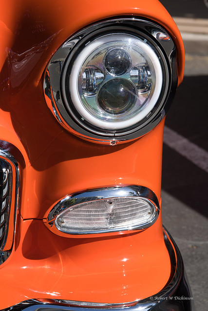 Headlight on an Orange Bel Air